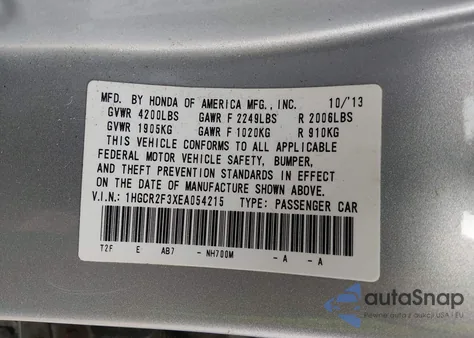2014 Honda Accord Lx from USA, damaged, VIN 1HGCR2F3XEA054215